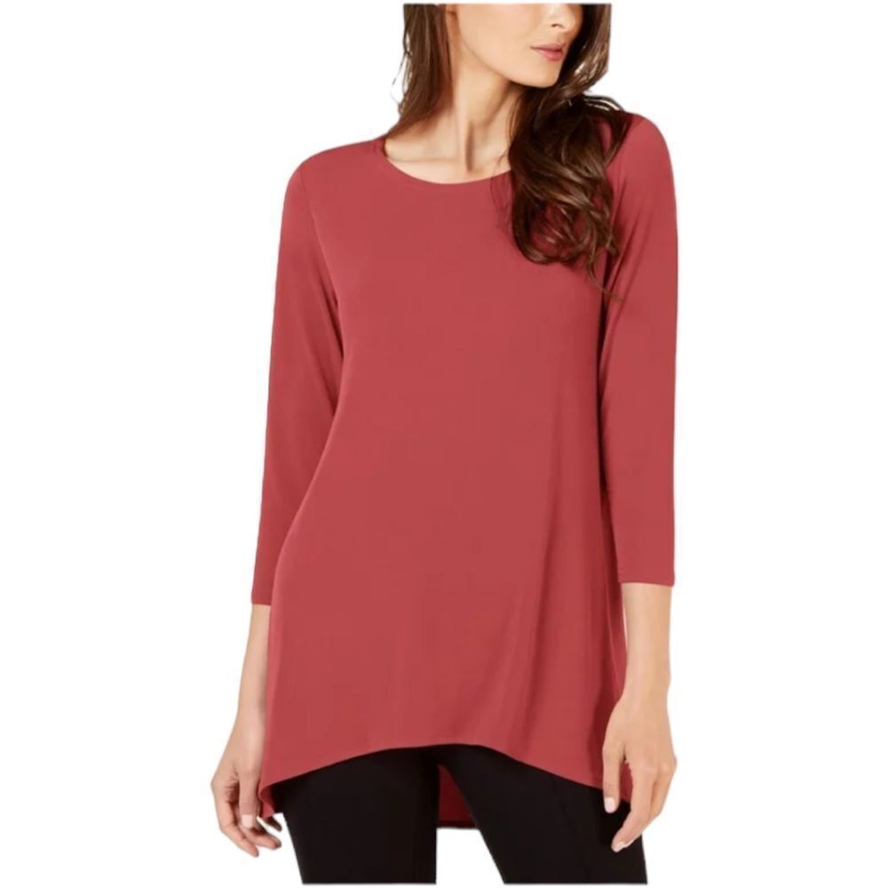Alfani Womens Flared Hi-Low Knit Top rust color size large like new